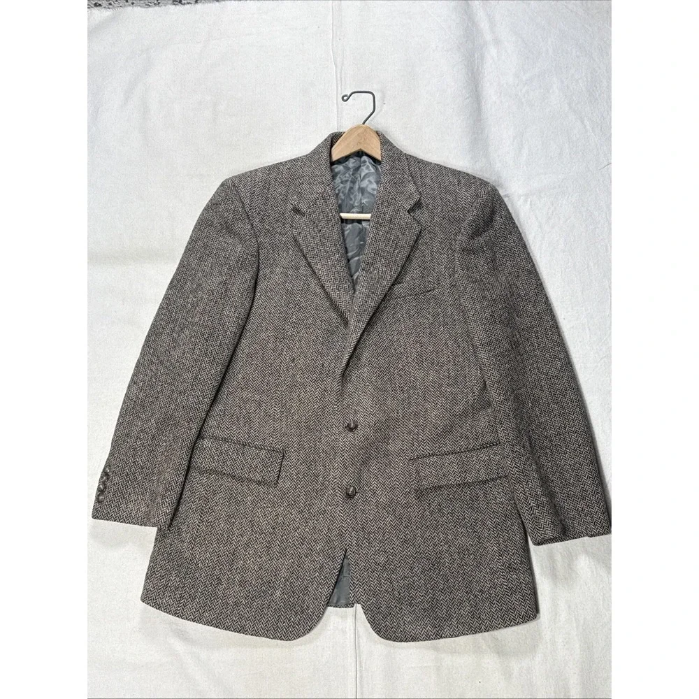 Polo Ralph Lauren Harris Tweed Wool Sportcoat Mens 41L Gray Blazer